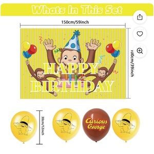 Curious George Birthday Banner & Balloons